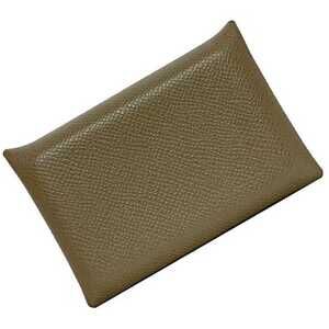 HERMES Beige Leather Card Holder
